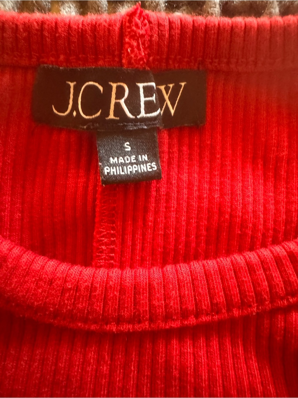 J. Crew Bright Red Ribbed Tank Top - Picture 2 of 3